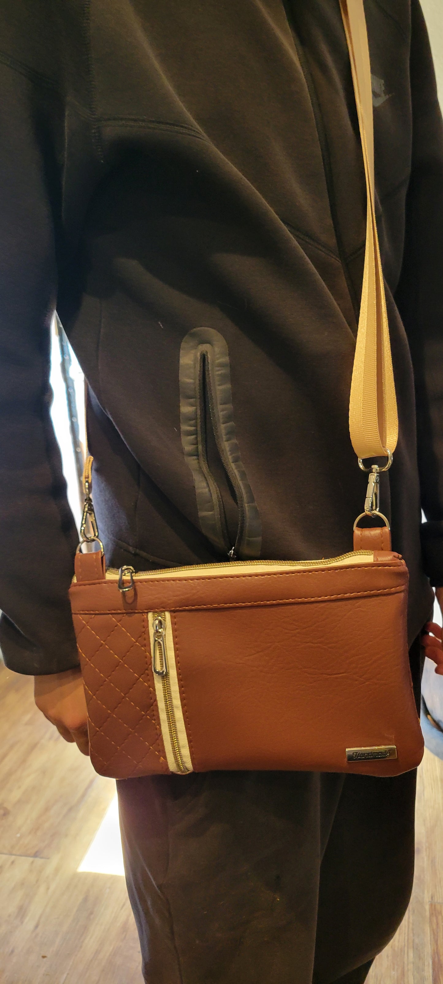 Zippy C Crossbody Brown Quilted